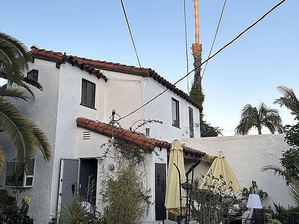 a Los Angeles street with a historic building